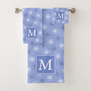 Monogramme bleu cercles motif