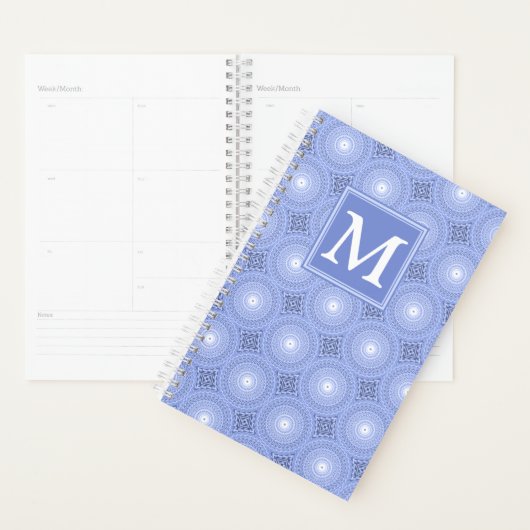 Monogramme bleu cercles motif (Devant avec enveloppe)