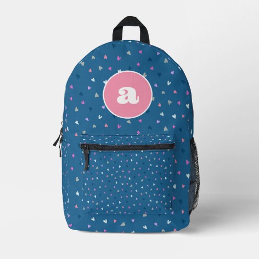 Monogramme Bleu Coeurs mignons Imprimer Coupe Sac  (Recto)