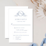 Monogramme Bleu Dusty Chic, Avec /Sans Repas RSVP<br><div class="desc">Elégante carte RSVP avec la possibilité d'ajouter des choix de repas, ou, si vous préférez avoir votre carte RSVP sans options de repas, il suffit d'effacer les instructions de repas et les choix des zones de texte à supprimer, ou ajouter à sa place un message personnel à vos invités (i.e....</div>