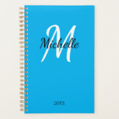 Monogramme bleu et blanc mignon Simple Elegant Pla (Devant)