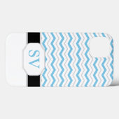 Monogramme bleu et gris Chevron iPad 2/3/4 Coque (Verso (horizontal))