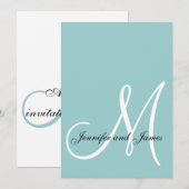 Monogramme bleu Faire-part de mariage initial 2013 (Devant / Derrière)