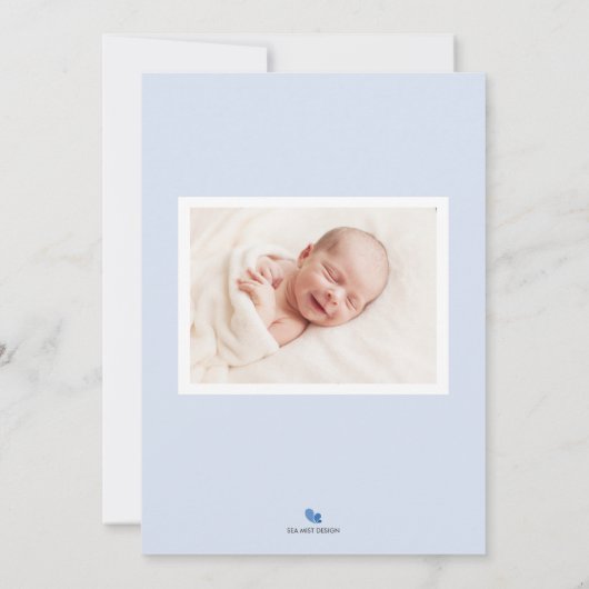 Monogramme bleu Faire-part de naissance bébé (Dos)