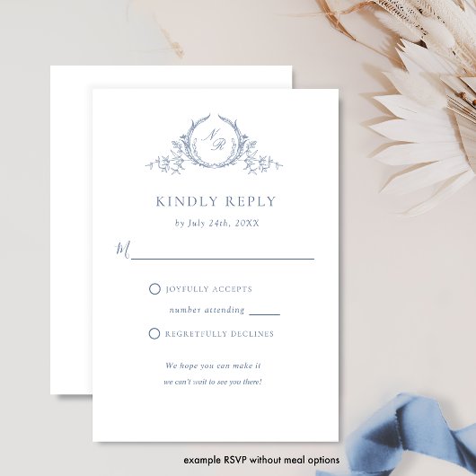 Monogramme bleu foncé avec/sans repas RSVP