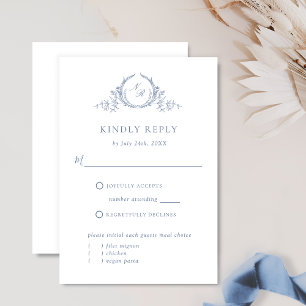 Monogramme bleu foncé avec/sans repas RSVP