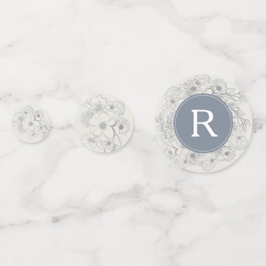 Monogramme bleu foncé Mariage Confetti (Devant)