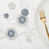 Monogramme bleu foncé Mariage Confetti (Groupe)