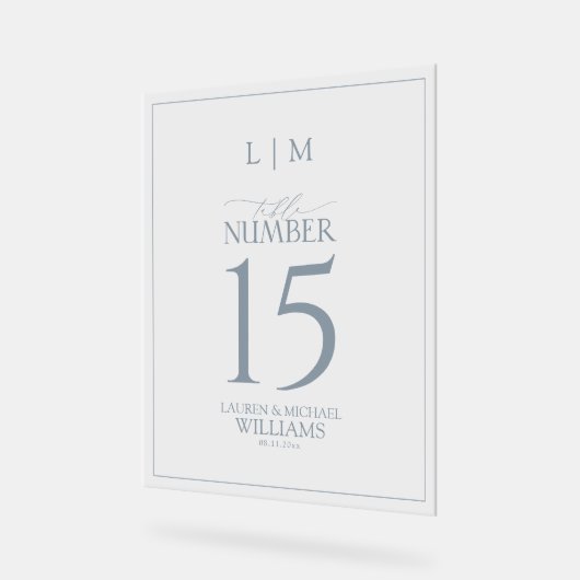 Monogramme bleu foncé moderne Numéro de Mariage (Angle)