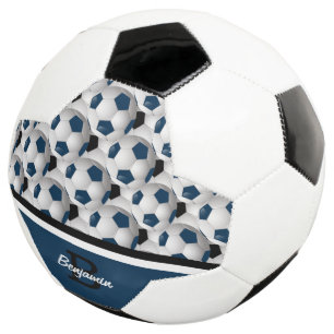 Monogramme bleu foncé noir Motif de balle de foot