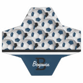 Monogramme bleu foncé noir Motif de balle de footb (Plat)