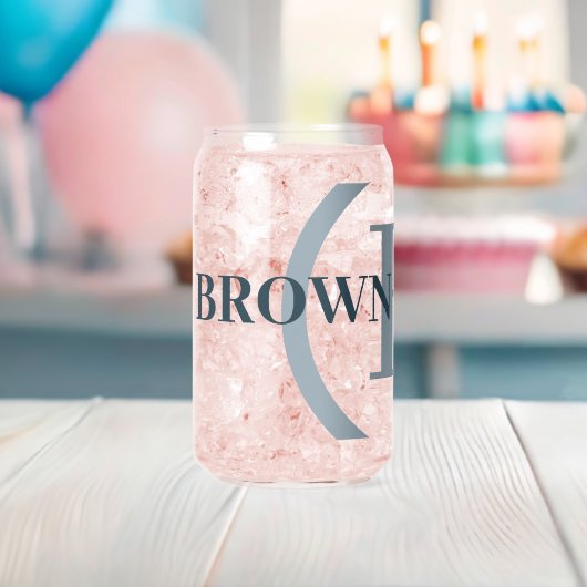Monogramme bleu foncé Nom (Insitu (Baby Shower))