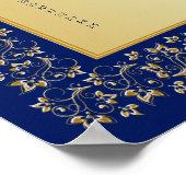 Monogramme Bleu, Gold Floral Poster de siège 2 (Coin)