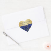 Monogramme bleu, Gold Floral Wedding Favor Sticker (Enveloppe)