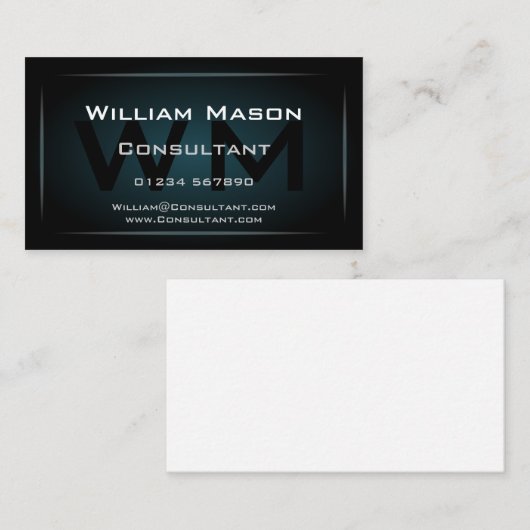 Monogramme bleu haute résolution Carte de visite p (Devant / Derrière)