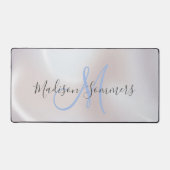 Monogramme bleu Iridescente Pearlescent Desk Mat (Recto)
