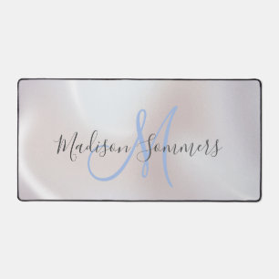 Monogramme bleu Iridescente Pearlescent Desk Mat