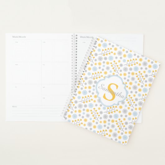 Monogramme bleu jaune gris scandinave (Devant avec enveloppe)