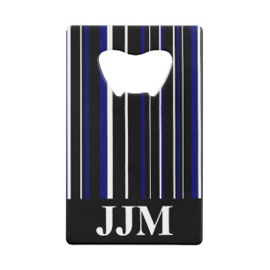 Monogramme bleu marine, noir, blanc à rayures de c
