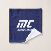Monogramme bleu marine simple masculin initial (Gant de toilette)
