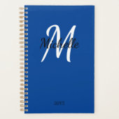 Monogramme bleu minimal moderne Nom + initial (Devant)