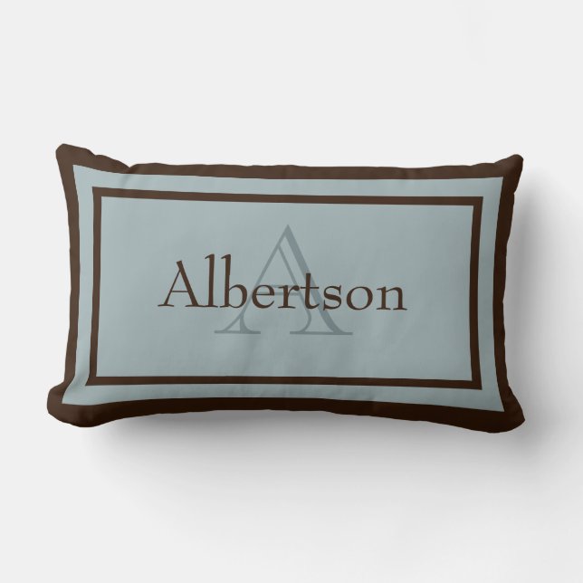 Monogramme bleu moderne/Brown Nom Garde Coussin de (Recto)