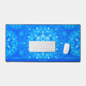 Monogramme bleu Nom Aquarelle Mat de bureau modern (Clavier et souris)