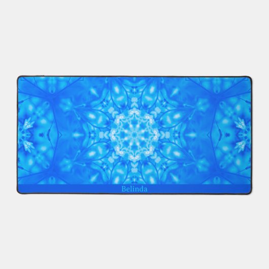 Monogramme bleu Nom Aquarelle Mat de bureau modern (Recto)
