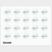 Monogramme Bleu O Sticker Favor de mariage (Feuille)