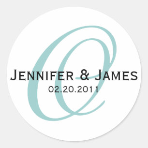 Monogramme Bleu O Sticker Favor de mariage