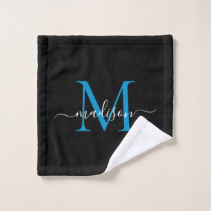 Monogramme bleu océan noir moderne élégant