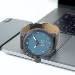 Monogramme bleu océanique moderne minimaliste<br><div class="desc">Ce design moderne comporte des initiales typographiques et un nom pour une sensation minimaliste qui peut être facilement personnalisée.</div>