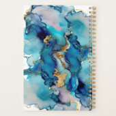Monogramme Bleu Or Lavage Splash Aquarelle Abstrai (Dos)