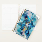 Monogramme Bleu Or Lavage Splash Aquarelle Abstrai (Devant avec enveloppe)