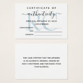 Monogramme bleu pâle Certificat d'authenticité (Devant & derrière)