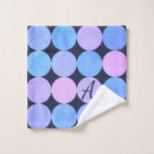 Monogramme bleu pourpre et rose des cercles (Gant de toilette)