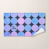 Monogramme bleu pourpre et rose des cercles (Serviette à main)