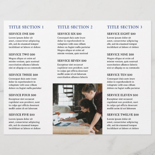 Monogramme bleu simple Brochure moderne (Dos)