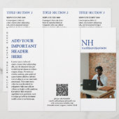 Monogramme bleu simple Brochure moderne (Devant / Derrière)