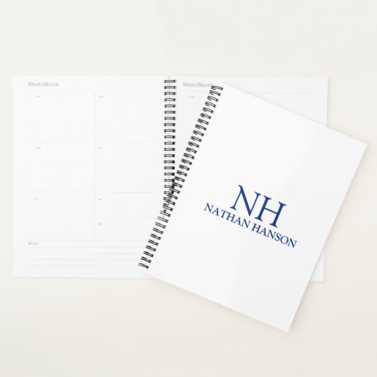 Monogramme bleu simple moderne (Devant avec enveloppe)