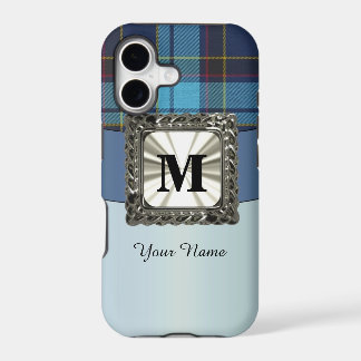 monogramme bleu tartan plaid personnalisé