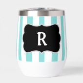 Monogramme bleu turquoise et blanc rayures de caba (Avant)