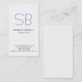 Monogramme bleu unique Carte de visite blanc mou (Devant / Derrière)