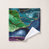 Monogramme bleu violet vert Agate or Parties scint (Gant de toilette)