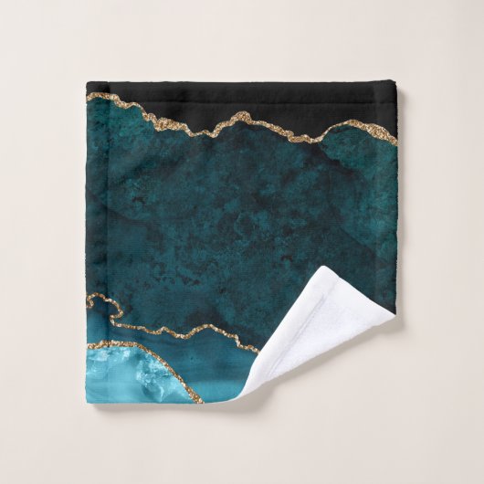 Monogramme Blue Gold Agate (Gant de toilette)