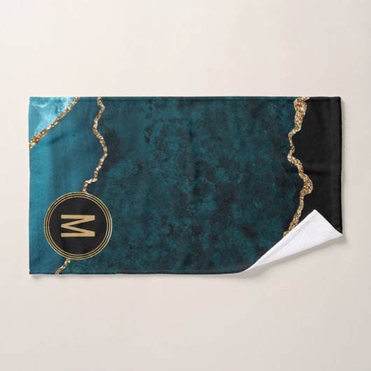 Monogramme Blue Gold Agate (Serviette à main)