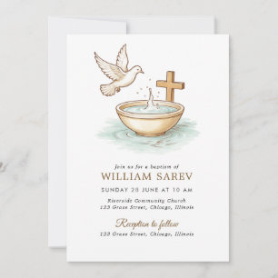 Monogramme Blue Wreath Baptism Invitation pour gar