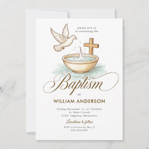 Monogramme Blue Wreath Baptism Invitation pour gar
