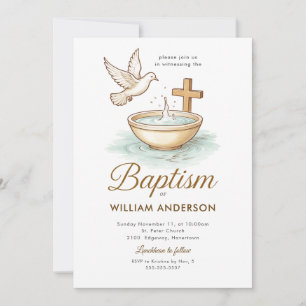 Monogramme Blue Wreath Baptism Invitation pour gar