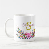 Monogramme Boho Folig Hibiscus Mug (Gauche)